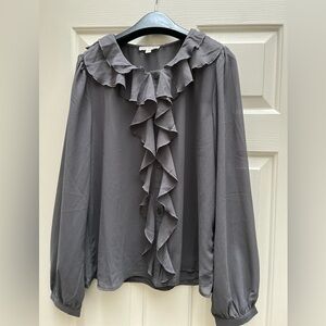 Nine Britton Charcoal Ruffle Blouse